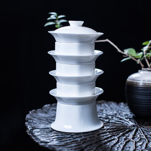 玉福茶塔   七修原创  白瓷茶具套装 商品图2