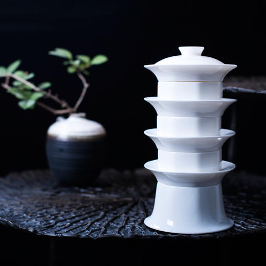 玉福茶塔   七修原创  白瓷茶具套装 商品图3