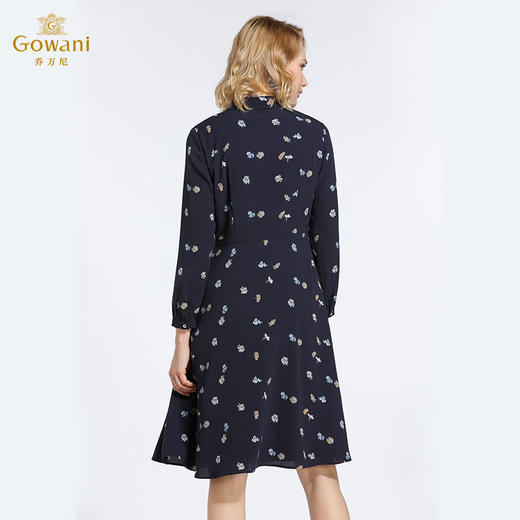 乔万尼春装女韩版修身高腰气质小个子印花长袖连衣裙EB3E216 商品图2