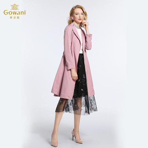 乔万尼春季外套减龄修身气质高腰系带薄风衣女中长款韩版EB3A265 商品图2