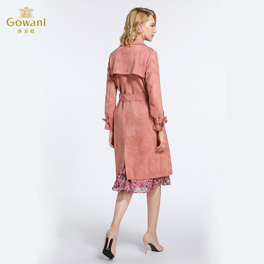 乔万尼春季外套韩版仿麂皮绒大气优雅系带气质风衣女中长款EB3A257 商品图2