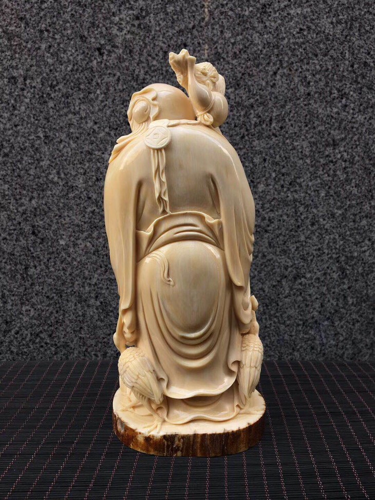 49735猛犸象牙牙雕大师精雕寿星公摆件