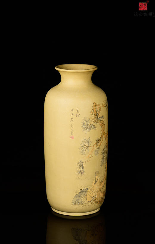 周伟覆色刻填夏松简瓶 商品图3