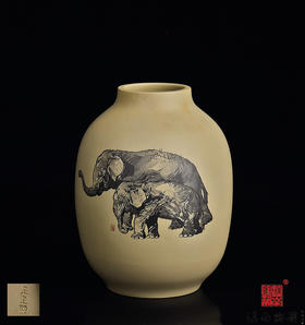 杨余 杨鹏  覆色刻填吉祥双宝樽