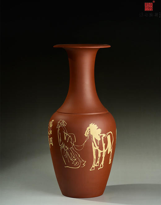 王首麟单色刻填归版图美女瓶 商品图0