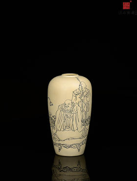 逯英杰单色刻填罗汉樽