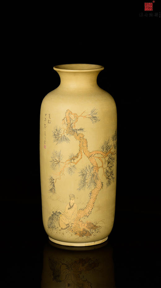 周伟覆色刻填夏松简瓶 商品图0