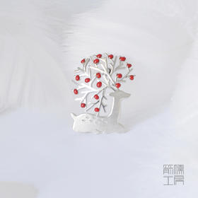 溪边鹿 / 925银珐琅胸针【定制：7-15天】 ○ 箭儒工房