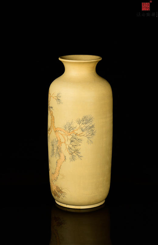 周伟覆色刻填夏松简瓶 商品图2