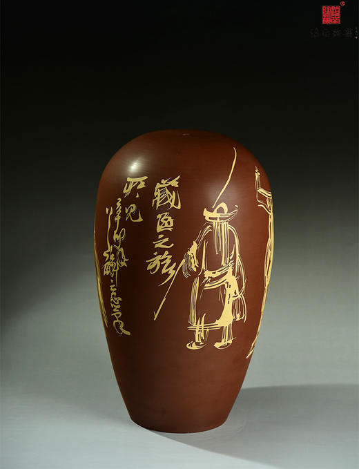 王首麟单色刻填人物樽 商品图2