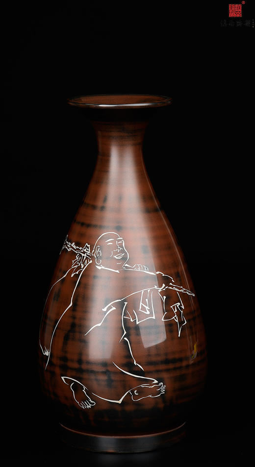 陈绍康单色刻填布袋和尚玉壶春瓶（仅参考） 商品图1