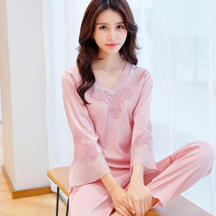 蕾丝长袖套头两件套装睡衣性感可爱家居服ms21861