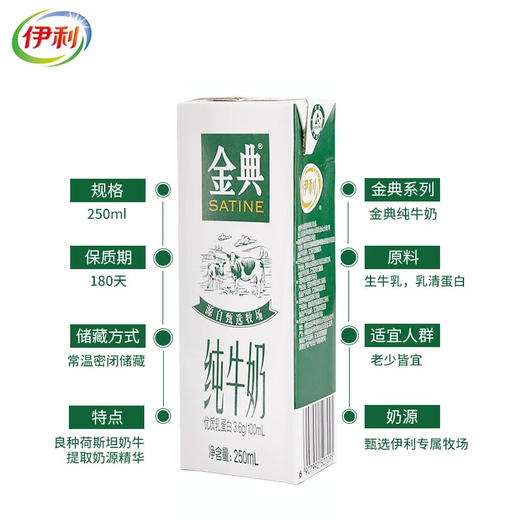 伊利 金典纯牛奶 250ml×12盒 学生成人儿童早餐奶整箱 商品图1