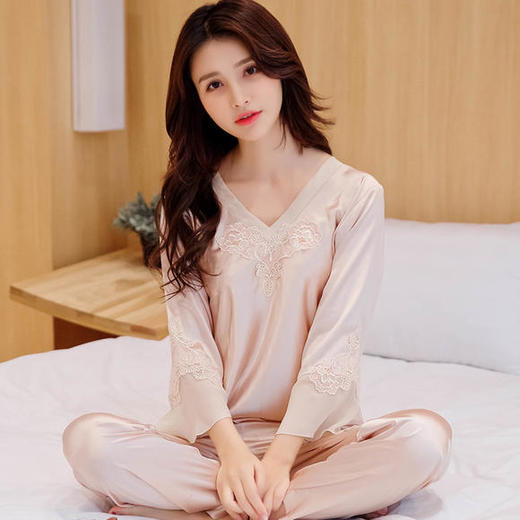 蕾丝长袖套头两件套装睡衣性感可爱家居服ms21861