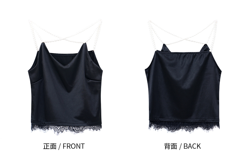 心子2108夏季新款复古chic性感露肩珍珠吊带衫气质百搭打底背心女