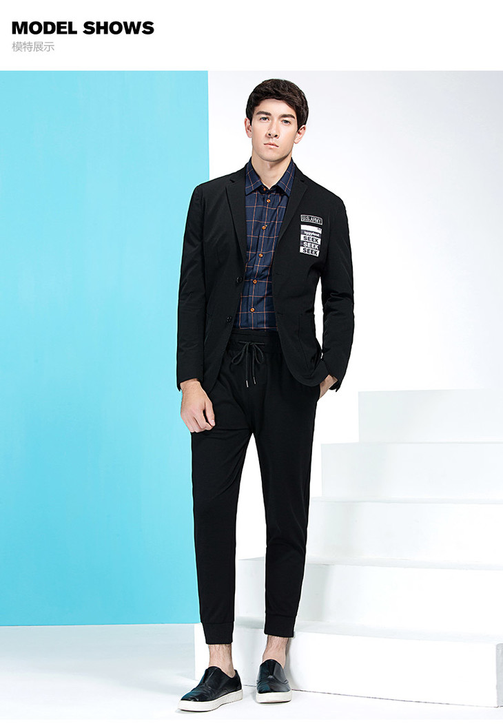 柒牌男装商务休闲韩版帅气西装外套简约时尚个性上衣