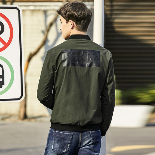 柒牌棒球领外套夹克衫春款军绿色男士外套棒球服时尚潮流	113K28630 商品图1