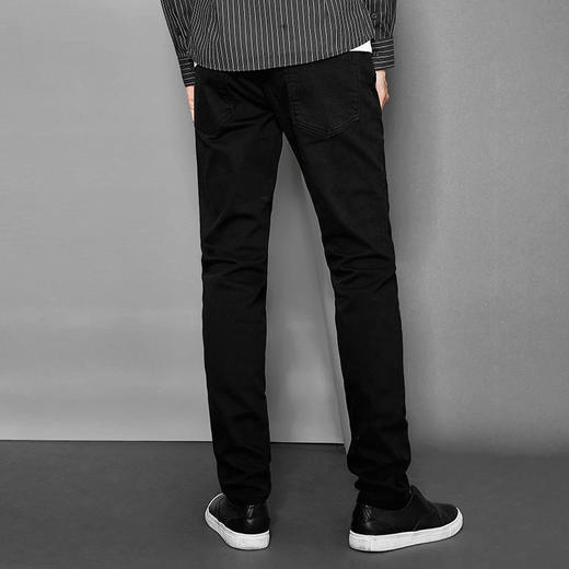 柒牌男装 牛仔裤新品破洞牛仔裤男修身小脚黑色牛仔长裤潮流百搭	113S88370 商品图1