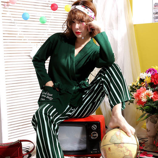 朵维网bikablue家居服睡衣女秋长袖纯棉可外穿两件套韩版甜美女士套装