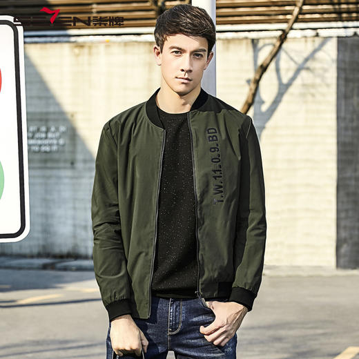 柒牌棒球领外套夹克衫春款军绿色男士外套棒球服时尚潮流	113K28630 商品图0