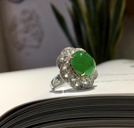 阳绿高冰翡翠钻石豪镶戒指 商品图2