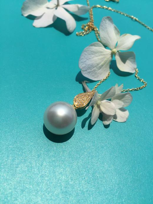 13-14mm南洋白透粉珍珠钻镶吊坠（已售，同款可定制） 商品图3