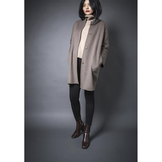 PURE by purée #0914 纯羊绒九分袖茧型大衣 商品图5