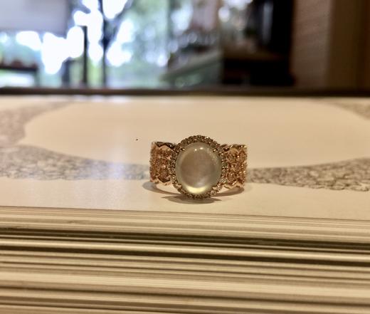 高冰白色翡翠钻石豪镶戒指 商品图4