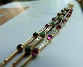 古董三色彩色宝石手链（已售 欣赏）