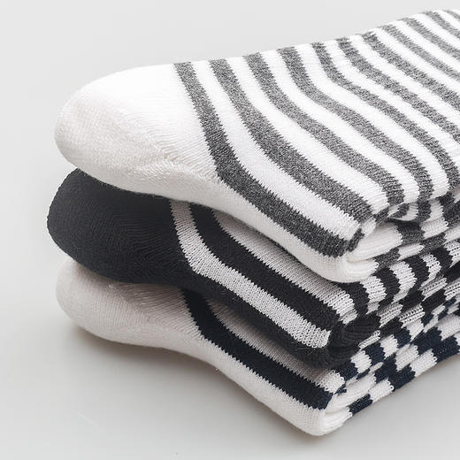 精梳棉条纹毛圈袜（3双） 商品图1
