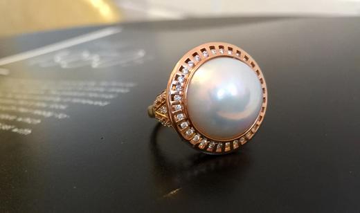 18mm钻镶马贝珠戒指 商品图1