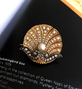 古董野生珍珠小胸针