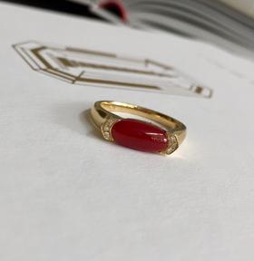 马鞍款珊瑚秀气戒指