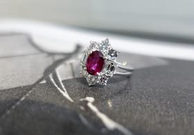 1.55克拉坦桑尼亚无烧豪镶红宝戒指（已售，同款可定制）