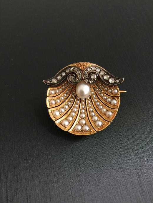 古董野生珍珠小胸针 商品图2