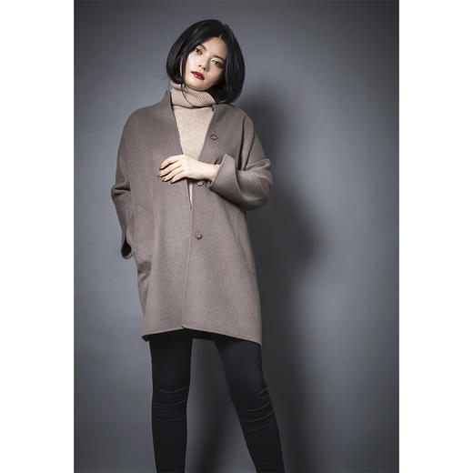 PURE by purée #0914 纯羊绒九分袖茧型大衣 商品图4