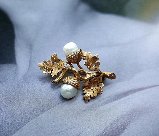 古董野生珍珠榛果胸针 商品图1