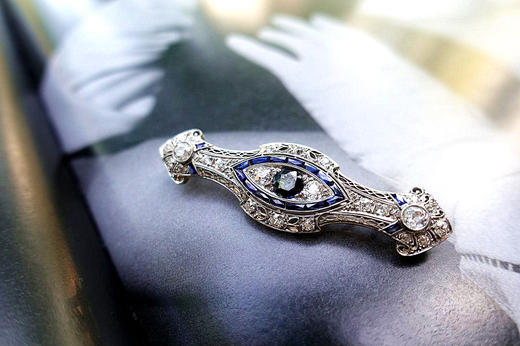 古董art deco时期蓝宝石胸针 商品图2