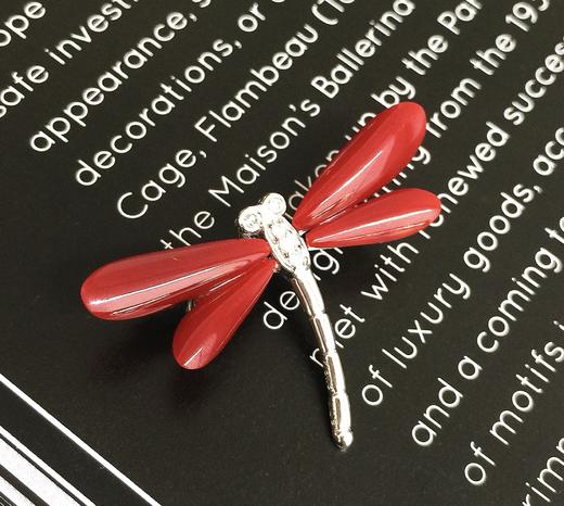 牛血色珊瑚蜻蜓款胸针吊坠两用款 商品图1