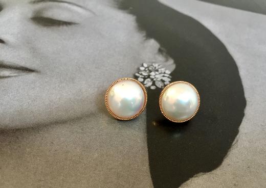 14mm钻镶马贝珠耳钉 商品图0