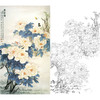 竖幅工笔花鸟白描底稿-王少卿牡丹-WK16 商品缩略图0