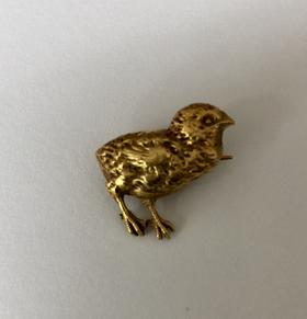 古董K金鹌鹑造型胸针