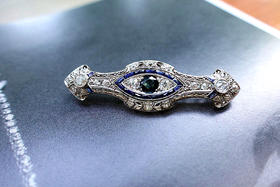 古董art deco时期蓝宝石胸针