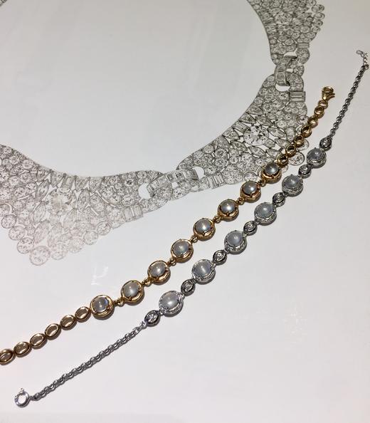 高冰白色翡翠钻石豪镶手链 商品图3