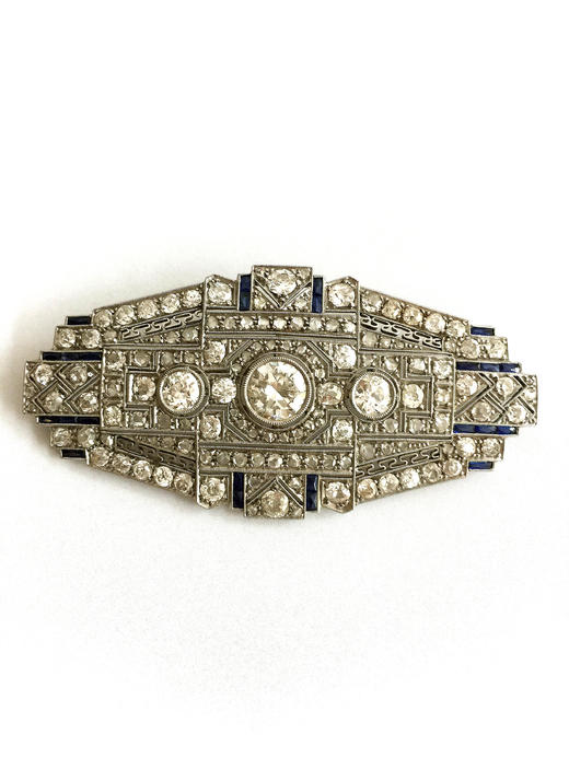 古董原盒蓝宝石配钻胸针 商品图2