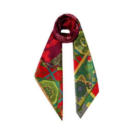 SAINTJOY/上久楷 女式真丝方巾 红色绸都风情 FJ14023 商品图1