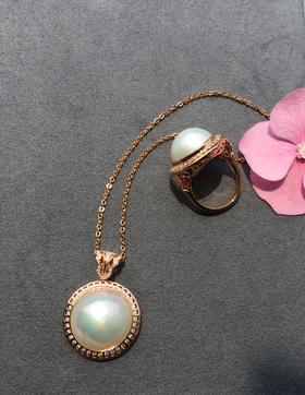 18mm钻镶马贝珠戒指