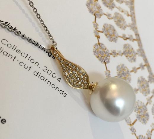 13-14mm南洋白透粉珍珠钻镶吊坠（已售，同款可定制） 商品图1