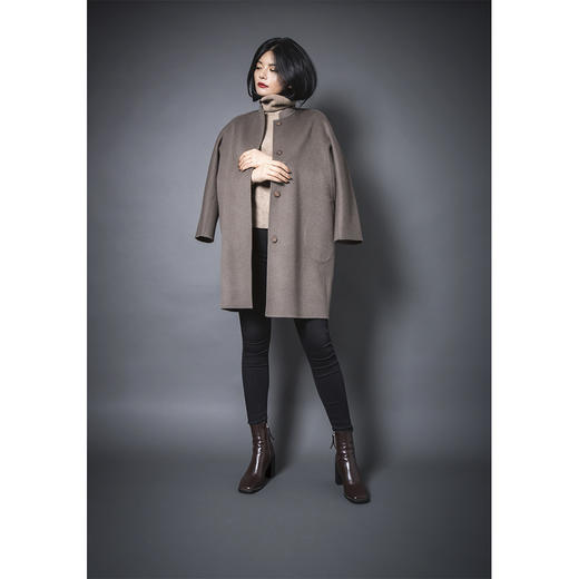 PURE by purée #0914 纯羊绒九分袖茧型大衣 商品图2