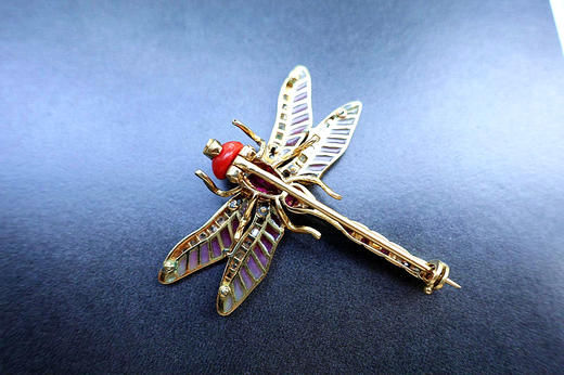 古董透烧珐琅蜻蜓胸针 商品图0